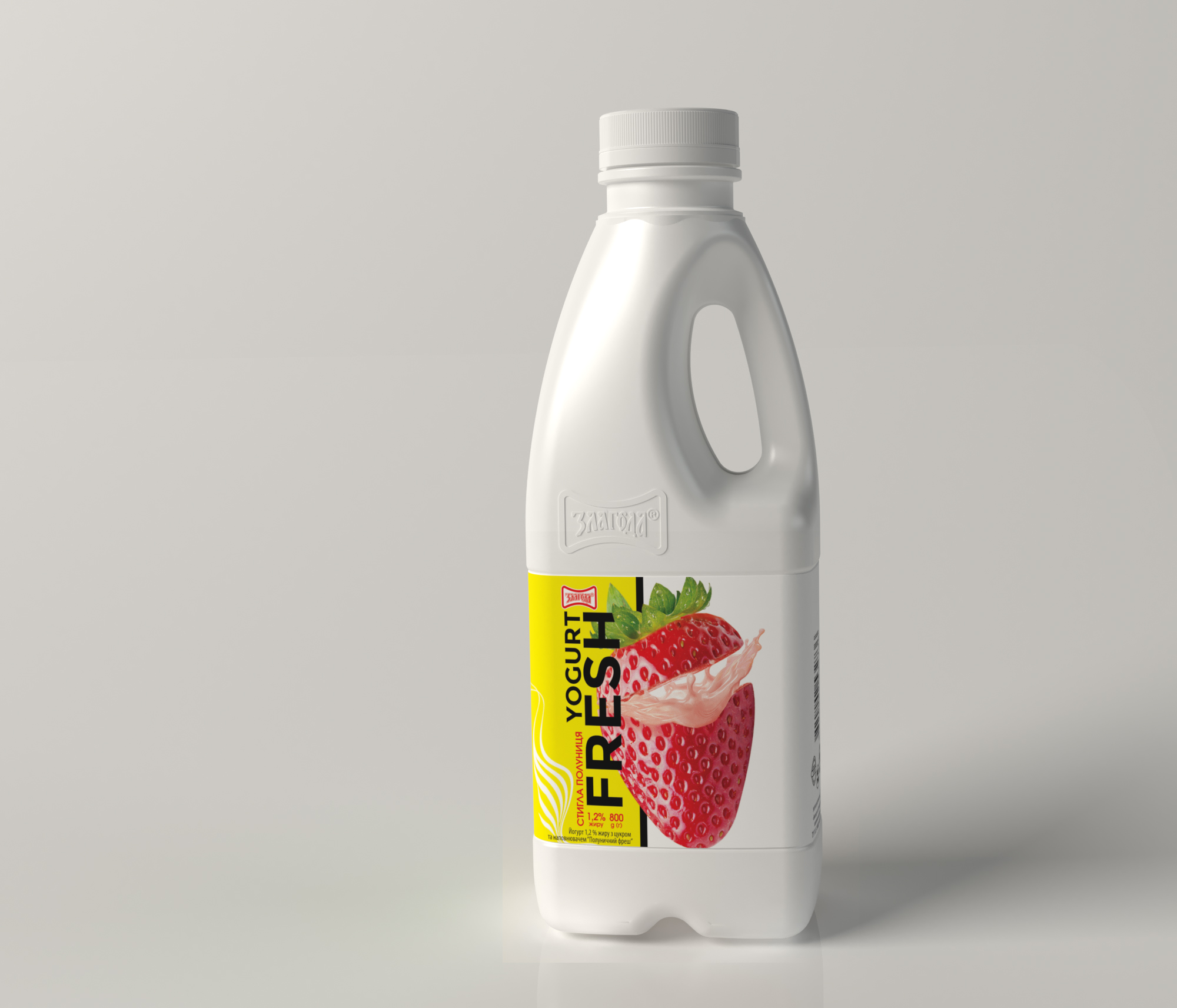 Йогурт-фреш 1,2% 800гр з цукром та наповнювачем "Полуниця фреш" Злагода